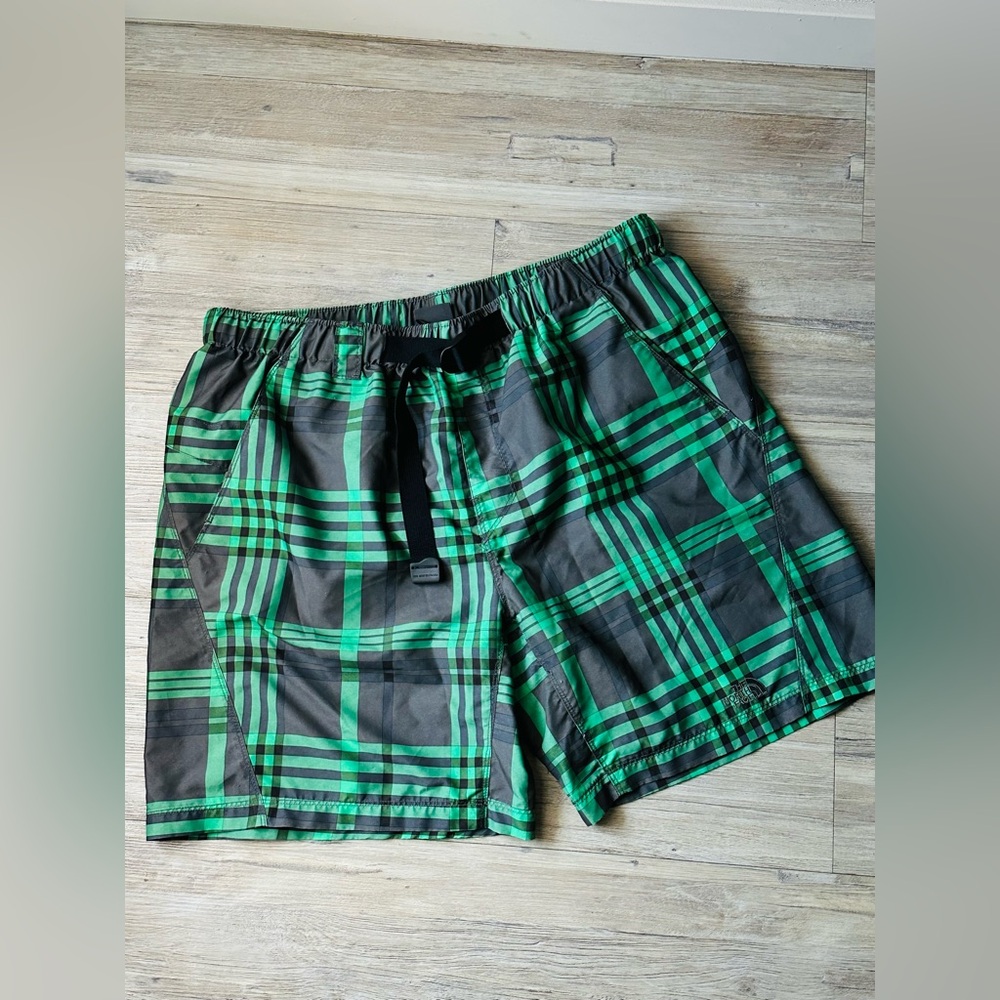 Green and black plaid The North Face shorts